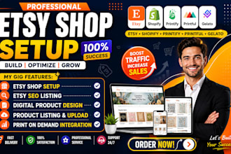setup etsy shop, etsy SEO, create etsy digital products and product listings
