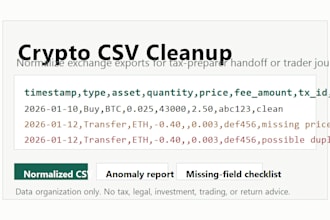 clean your crypto exchange CSV for tax or journal import