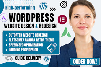 design wordpress website by elementor pro, flatsome, avada, astra, houzez theme