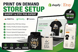 setup shopify print on demand store etsy pod shop with printful printify gelato