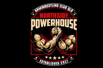 design arm wrestling club logo showcased worldwide