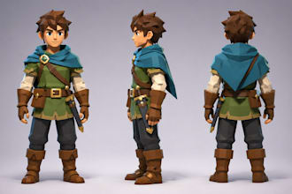 model a low poly 3d character with rig and assets for games