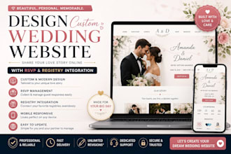 design custom wedding website with rsvp and registry integration