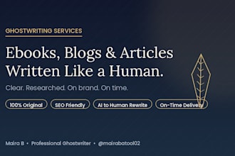 ghostwrite high quality articles, blogs and e books
