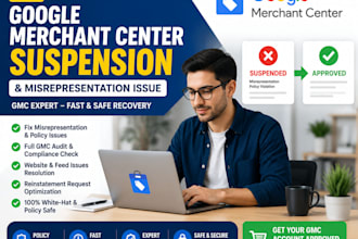 fix google merchant center suspension and misrepresentation issue, gmc