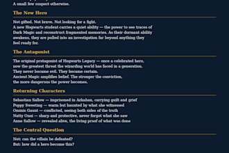 develop your story concept, plot structure, and characters