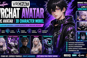create custom vrchat avatar, vrc avatar, 3d vrchat character model, furry avatar