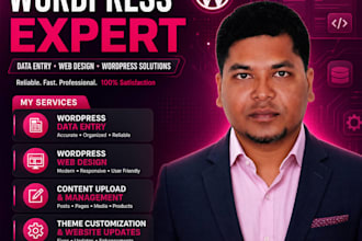 be your wp expert for data entry, content upload, web design and updates