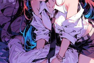 draw an anime illustration, character illustration or oc art