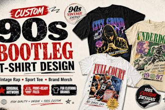 design custom 90s bootleg rap tee and vintage t shirt