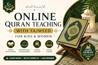 teach quran ,noorani qaida and tajweed online for kids and women