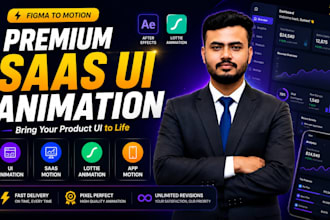 create premium saas UI animation, app motion design and lottie animation