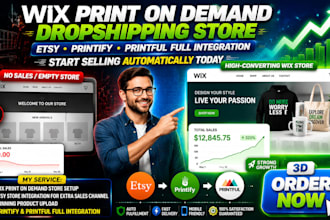 build wix print on demand drop shipping store etsy printify printful wix website