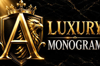 design a luxury monogram logo with royal heraldic crest