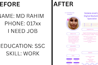 design a professional modern CV or resume