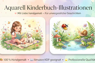 aquarell kinderbuchillustration für kinderbuch geschichtenbuch buchillustration