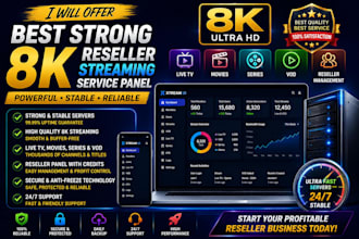 provide iptv panel with stable server, strong8k 4k, lion ott, mega ott, trex ott