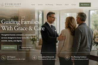 design squarespace memorial funeral website with donation page