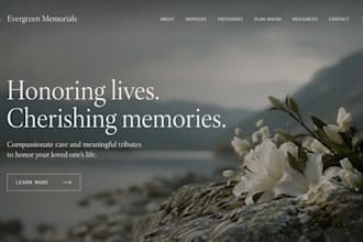 design squarespace funeral memorial obituary website with donation page