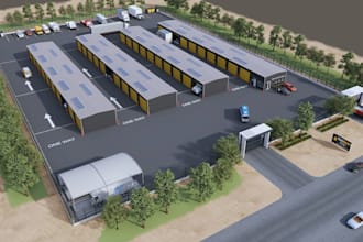 design 3d self storage unit, mini storage, warehouse layout