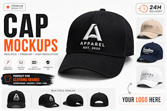 create realistic cap mockup with your logo for clothing brands