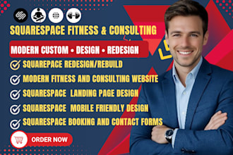 design squarespace fitness and consulting website or rebuild squarespace website