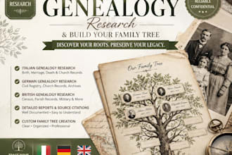 do italian, german, and british genealogy research and build your family tree