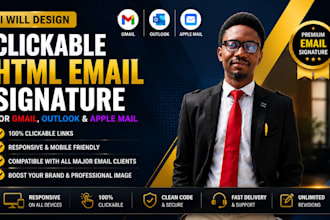 design clickable HTML email signature for gmail outlook apple mail