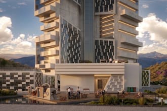 renew commercial complex space, outdoor workspace, penthouse interior cgi render