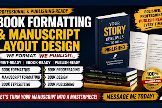 do manuscript formatting, book typesetting, proofreading, book design, ms word