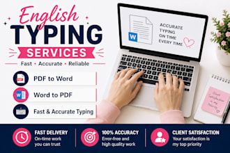 do english typing, copy typing and PDF to word