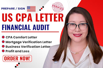 prepare CPA letter financial audit notary letter financial statement review pnl