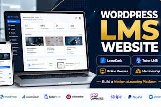 develop, build a wordpress elearning learndash moodle lms website with tutor lms