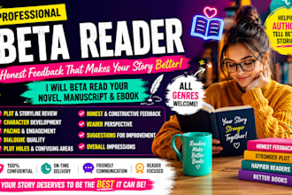 beta read romance, fantasy, fiction and ebook with honest feedback
