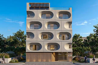 build commercial building exterior design with rendering and walkthrough