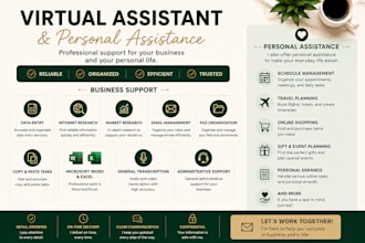 virtual assistant for data entry, internet research, personal support