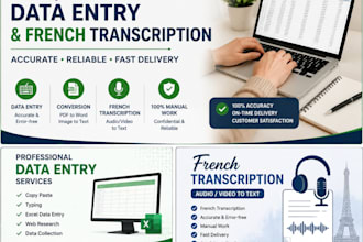 do french transcription and accurate data entry