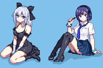 create nsfw pixel art animation 2d character sprite sheet and game assets