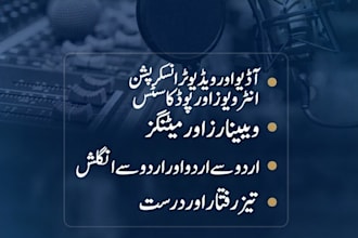 provide professiona urdu  audio  to text transcription
