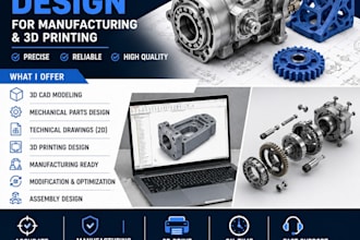make 3d mechanical model manufacturing parts cad product design for 3d printing