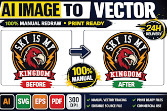 recreate ai generated designs into clean print ready vector artwork