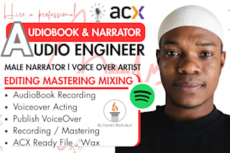 be audiobook narrator voice over for audible acx spotify professional recording