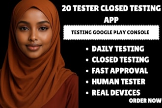 provide 20 tester for google console android app closed testing play store