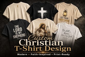 design modern christian t shirt, bible verse and faith based apparel