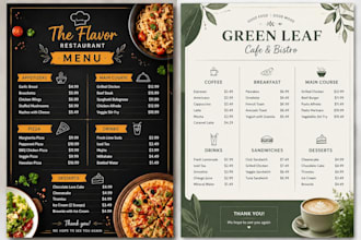design a modern restaurant menu, cafe menu in canva