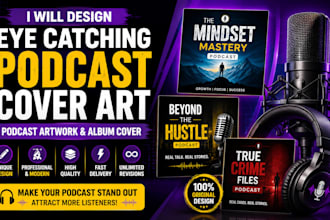 design eye catching podcast art cover, podcast artwork, and album cover