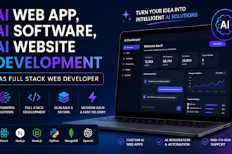do ai web app, ai software, ai website development as full stack web developer