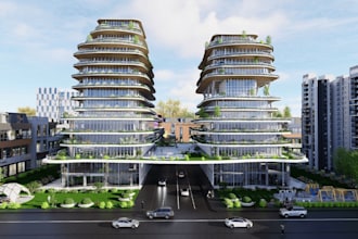 retrofit 3d residential complex,mixed use environment,storey building,skp render