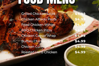 a food menu card for your restaurant