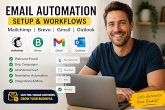 setup email marketing automation in mailchimp, brevo, gmail outlook instantly ai